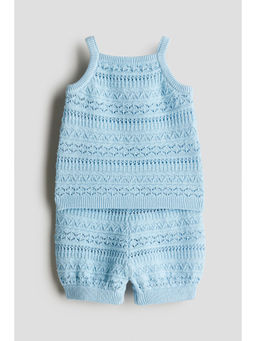 H&M - Girls Blue 2-Piece Pattern-Knit Set