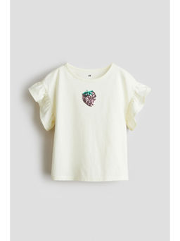 H&M - Girls Yellow Sequined Cotton Top