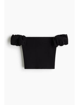 H&M - Women Black Puff-Sleeved Off-The-Shoulder Top
