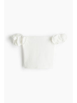 H&M - Women White Puff-Sleeved Off-The-Shoulder Top