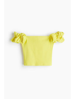 H&M - Women Black Puff-Sleeved Off-The-Shoulder Top