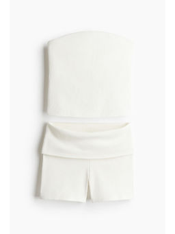 H&M - Women White 2-Piece Tube Top And Shorts Set