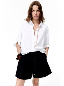 H&M - Women White Oversized Linen-Blend Shirt