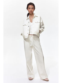 H&M - Women White Denim Pull-On Trousers
