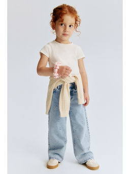 H&M - Girls Blue Motif-Detail Wide Leg Jeans