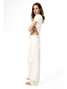 H&M - Women White Wide High Jeans