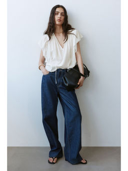 H&M - Women White Oversized Lace-Trimmed Blouse