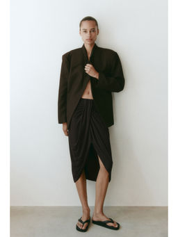 H&M - Women Brown Draped Jersey Skirt