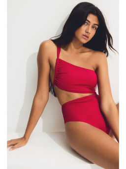H&M - Women Pink One-Shoulder Cut-Out Swimsuit