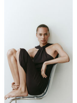 H&M - Women Brown Draped Jersey Dress
