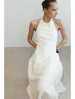 H&M - Women White Flared-Skirt Halterneck Dress