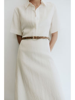 H&M - Women White Tie-Belt Shirt Dress