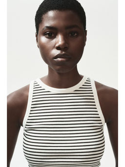 H&M - Women Brown Ribbed Cotton Vest Top