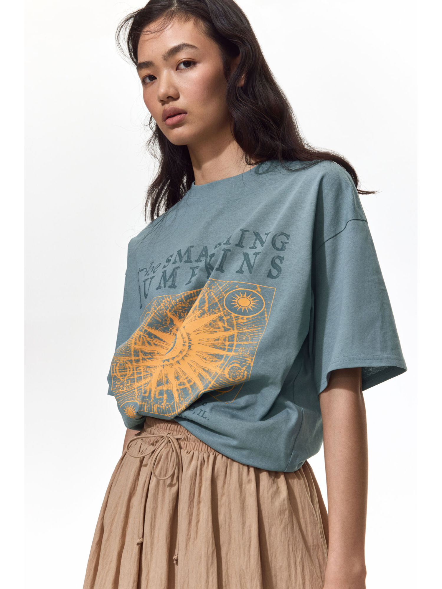 h&m Women Green Oversized Printed T-Shirt-picture-37