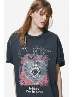 H&M - Women Grey Oversized Printed T-Shirt