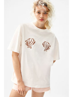 H&M - Women White Oversized Printed T-Shirt
