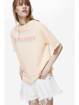 H&M - Women Yellow Oversized Printed T-Shirt