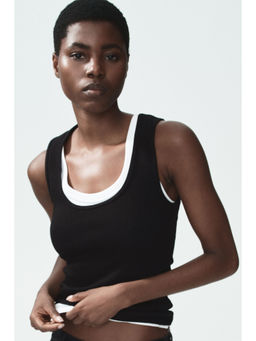 H&M - Women Black Cotton Vest Top