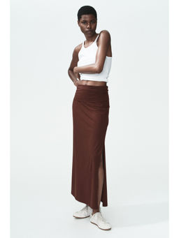 H&M - Women Brown Foldover-Waist Cotton Skirt
