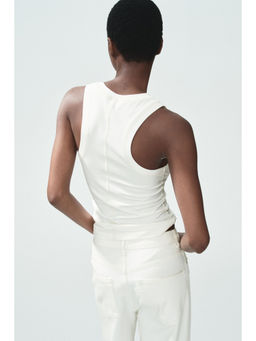 H&M - Women White Flatlock-Seam Vest Top