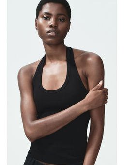 H&M - Women Black Cotton Halterneck Top