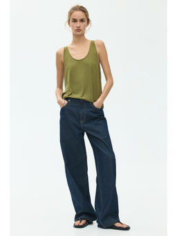 H&M - Women Green Scoop-Neck Vest Top