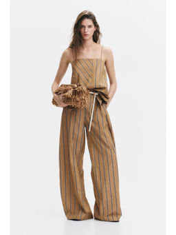 H&M - Women Beige Wide Wrap-Detail Trousers
