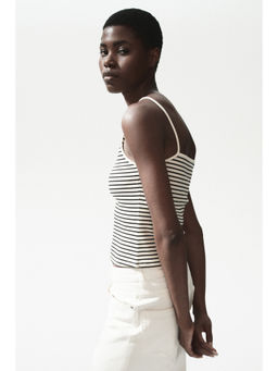 H&M - Women Black Ribbed Strappy Top