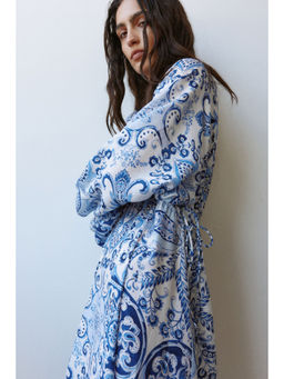 H&M - Women Blue Balloon-Sleeved Tunic Dress