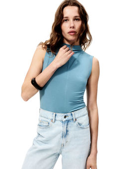 H&M - Women Turquoise Modal-Blend Turtleneck Top