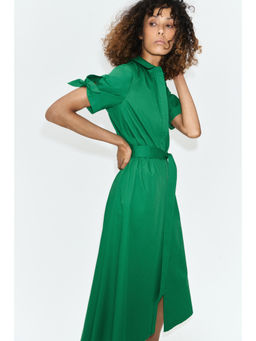 H&M - Women Green Short-Sleeved Shirt Dress