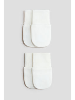 H&M - Boys 2-Pack Cotton Jersey Scratch Mittens (0-6 Months)