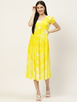Maaesa - Yellow Tie & Dyed Anarkali Dress