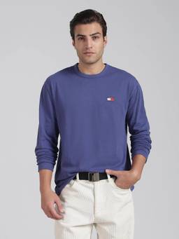 Tommy Hilfiger - Men Purple Cotton Solid T-shirt