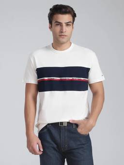 Tommy Hilfiger - Men White Cotton Colorblock T-shirt