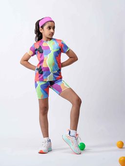UMILDO - Youth Girls Fitness Athletic T-Shirt and Stretchable Shorts