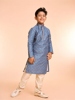 Manyavar - Teal Blue Embroidered Kurta and Pyjama