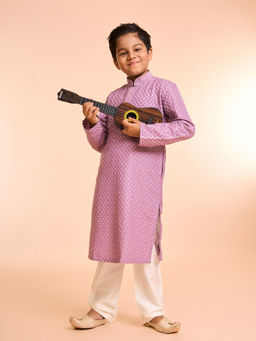 Manyavar - Lilac Elegance Embroidered Kurta and Pyjama