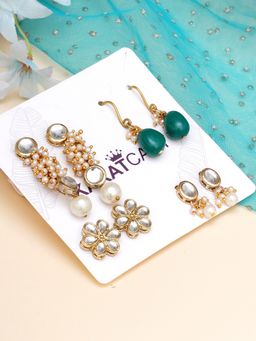 Karatcart - Set of 4 Handcrafted Kundan Earrings Combo for Women