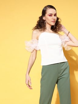 AAREIN - White Solid Party Regular Top