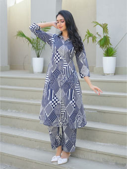 Autumnlane - Parna Shree Indigo Blue Cotton Kurta & Pant (Set of 2)