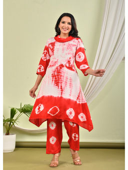 Autumnlane - Sana Crimson Orange Printed Cotton Kurta & Pant (Set of 2)