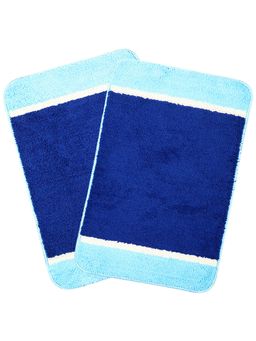 Saral Home - Blue Microfiber Anti Skid Bath Mat 40x60 cm (Pack of 2)