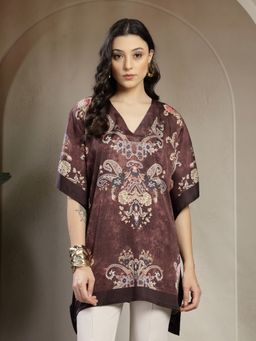 Gipsy - Brown Placement Printed Kaftan Top