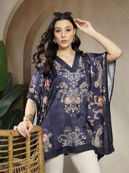 Gipsy - Navy Placement Printed Kaftan Top