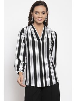 Gipsy - Women Polyester V-Neck Black and White Tunic