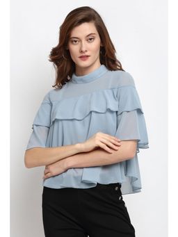 Gipsy - Green Medium Length Choker Neck Polyester Blouse