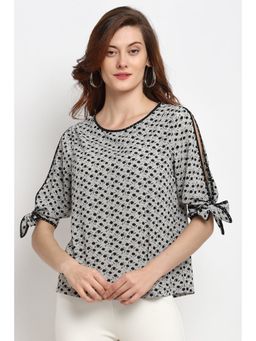 Gipsy - Black Medium Length Round Neck Synthetic Blouse