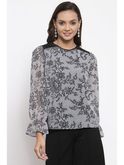 Gipsy - Women Round Neck Long Sleeves Solid Black/White Color Tops