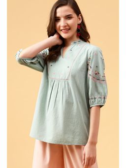 Gipsy - Green Embroidery Cotton Tunic